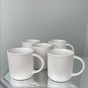 Famiware Star Matte White Ceramic Stoneware Coffee 12oz Mugs Set of 5